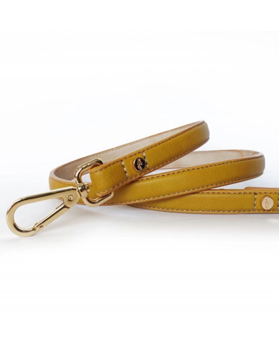 Milk and Pepper Mustard Trocadero Lead with Flat Snap Hook for Secure Attachment