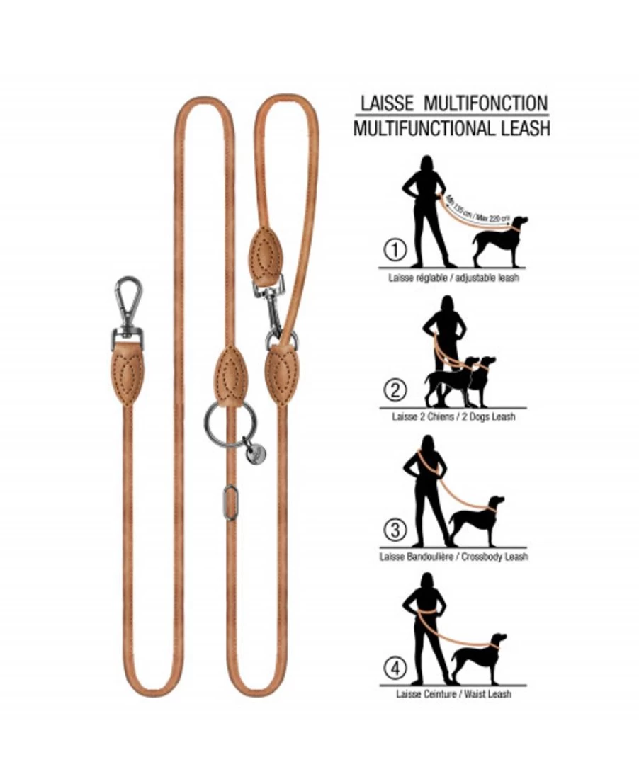 Milk and Pepper Multifunctional Dog Leash - Nelson Camel for Secure and Versatile Pet Walking