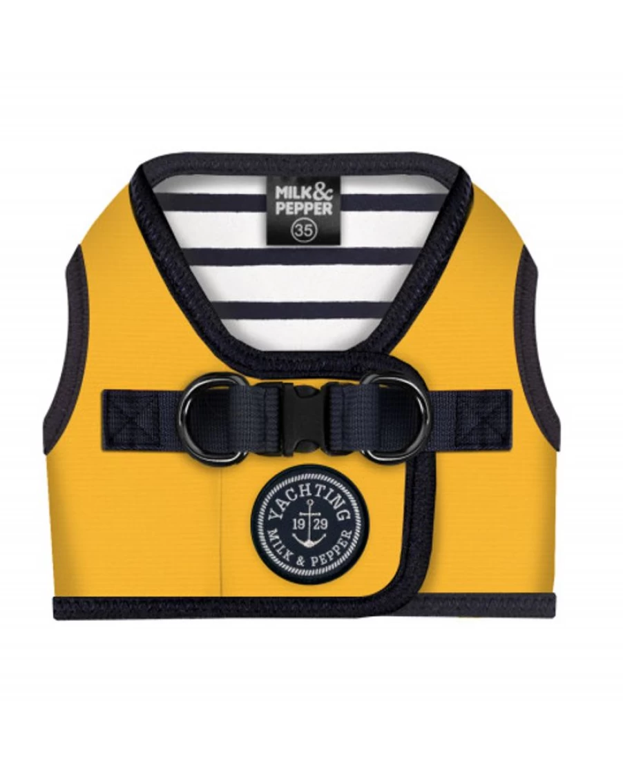 Milk and Pepper Erwan Adjustable Dog Harness - Comfortable Yellow Pet Vest for Small to Medium Breeds