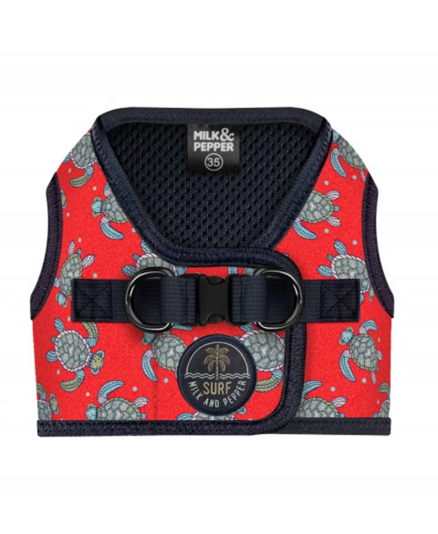 Milk and Pepper Manahau Adjustable Dog Harness – Durable Red Pet Walking Gear for Small to Medium Dogs