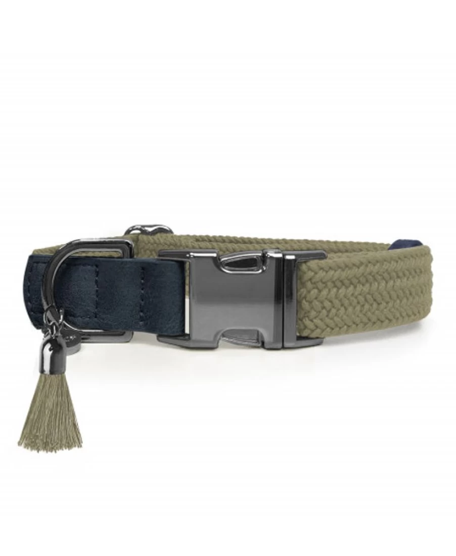Milk and Pepper Adjustable Dog Collar - Kaya Kaki Custom Fit Pet Necklace for Training and Comfort