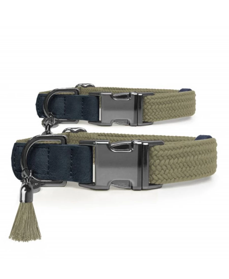 Milk and Pepper Adjustable Dog Collar - Kaya Kaki Custom Fit Pet Necklace for Training and Comfort