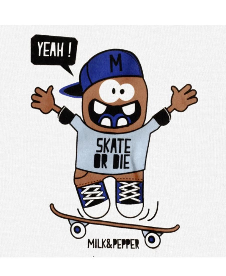 "Milk and Pepper Skater Graphic T-Shirt - Trendy Streetwear Tee for Men and Women"