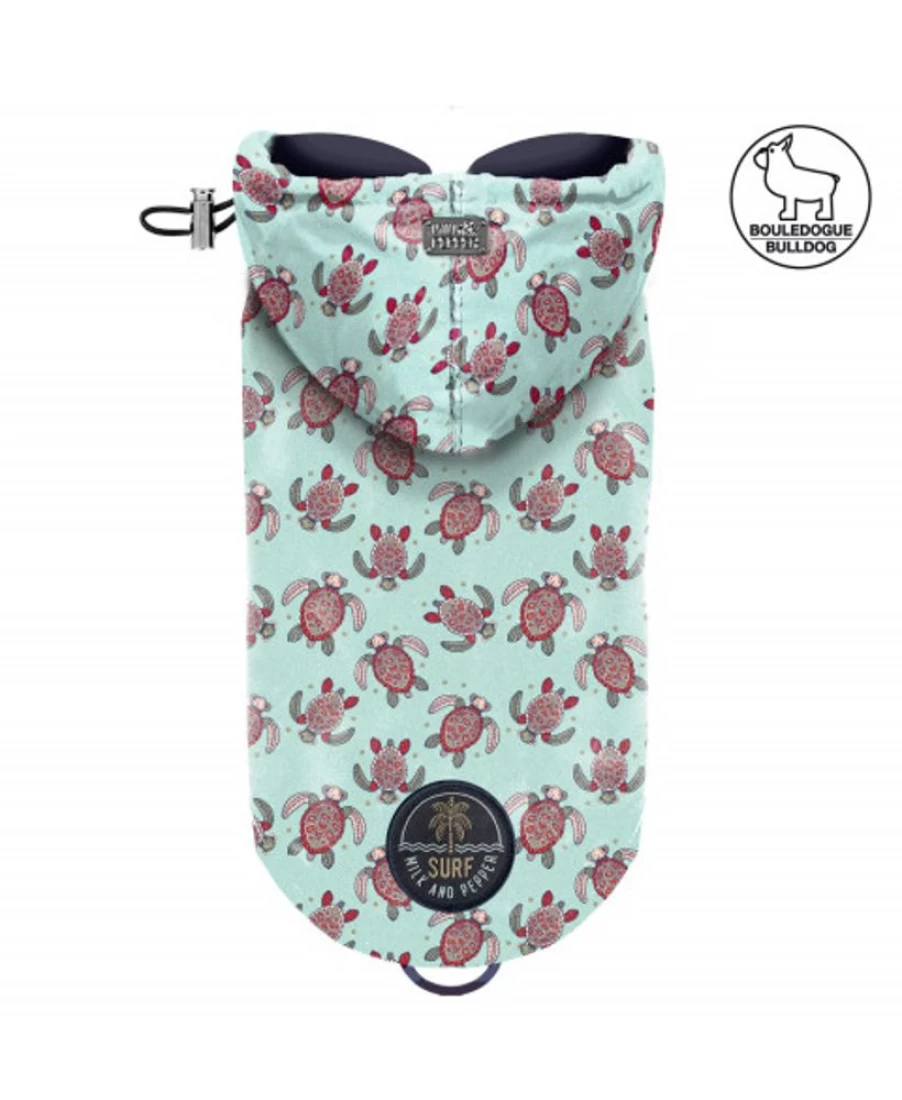 Milk and Pepper Bulldog Green Waterproof Raincoat for Dogs