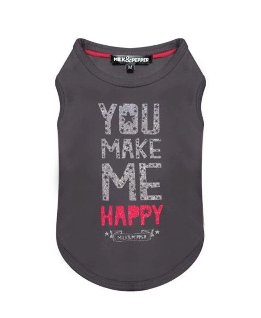 "Milk and Pepper Happy Graphic Cotton T-Shirt for Men and Women"