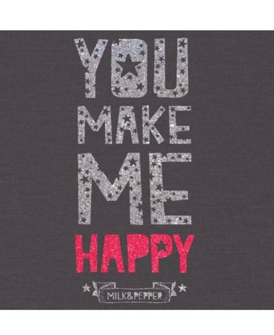 "Milk and Pepper Happy Graphic Cotton T-Shirt for Men and Women"