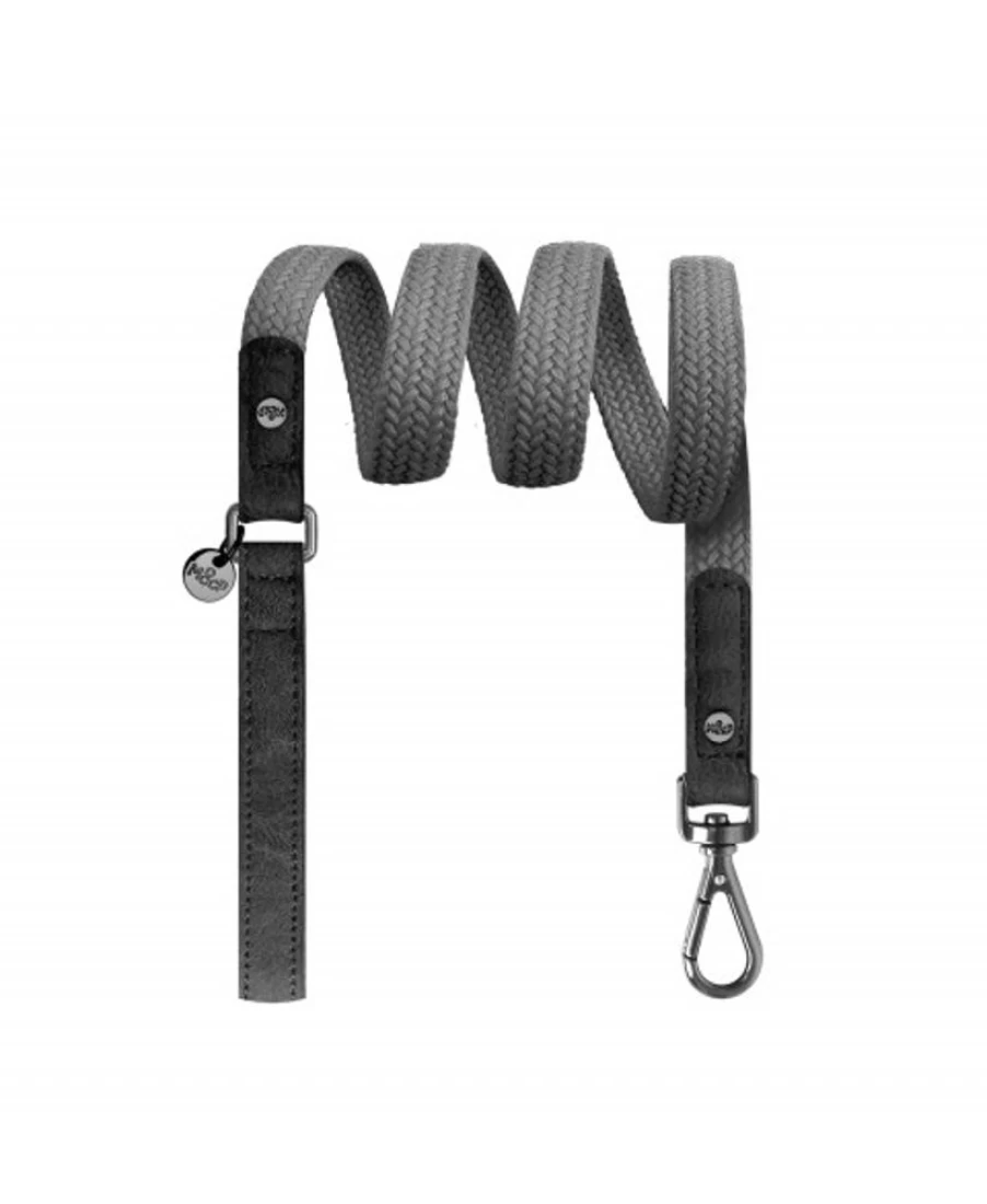Milk and Pepper Edward Grey Flat Dog Leash - Durable and Stylish Pet Walking Lead