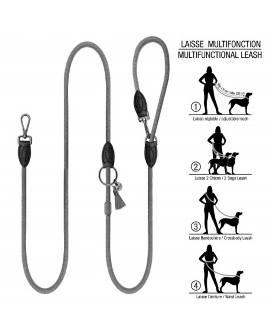 Milk and Pepper Multifunctional Dog Leash - Edward Grey Adjustable Hands-Free Pet Lead for Walking and Training