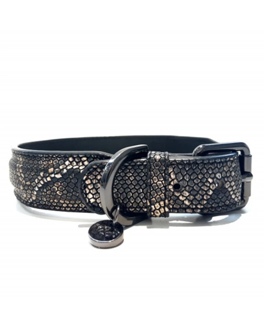 Milk and Pepper Python Print Collar - Stylish Snake Pattern Pet Accessory for Dogs and Cats