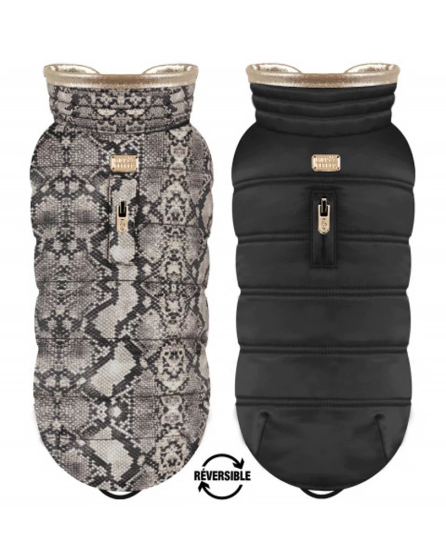 Milk and Pepper Reversible Taipan Snake Puffer Jacket for Women - Stylish Winter Outerwear