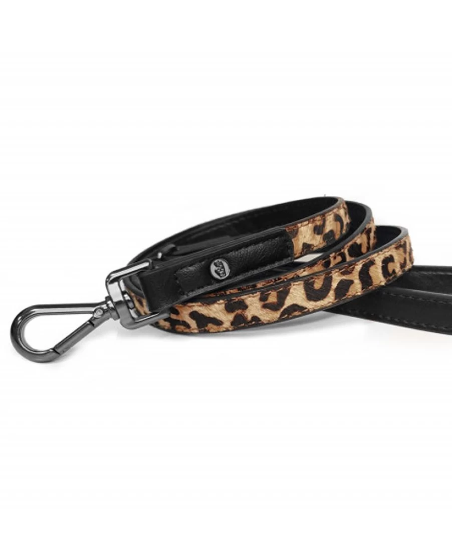 Milk and Pepper Ocelot Flat Dog Leash - Durable and Stylish Pet Walking Lead