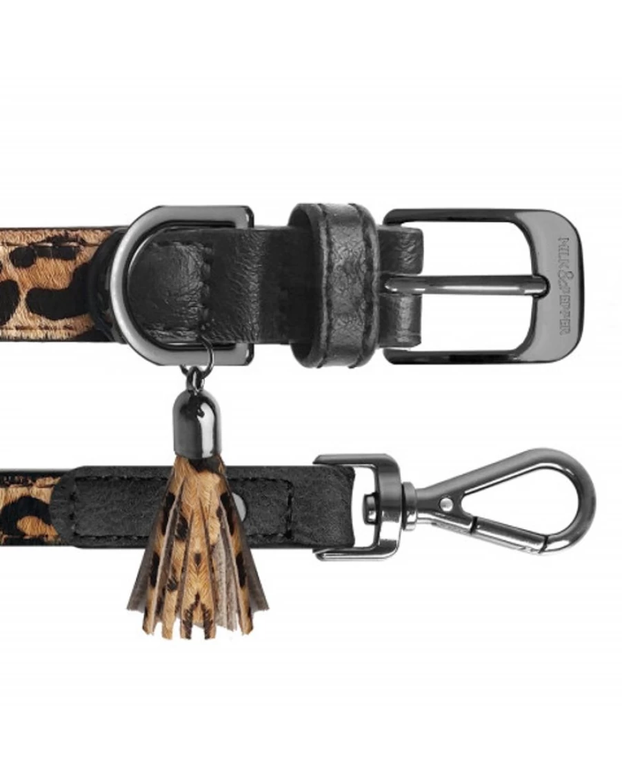 Milk and Pepper Ocelot Flat Dog Leash - Durable and Stylish Pet Walking Lead