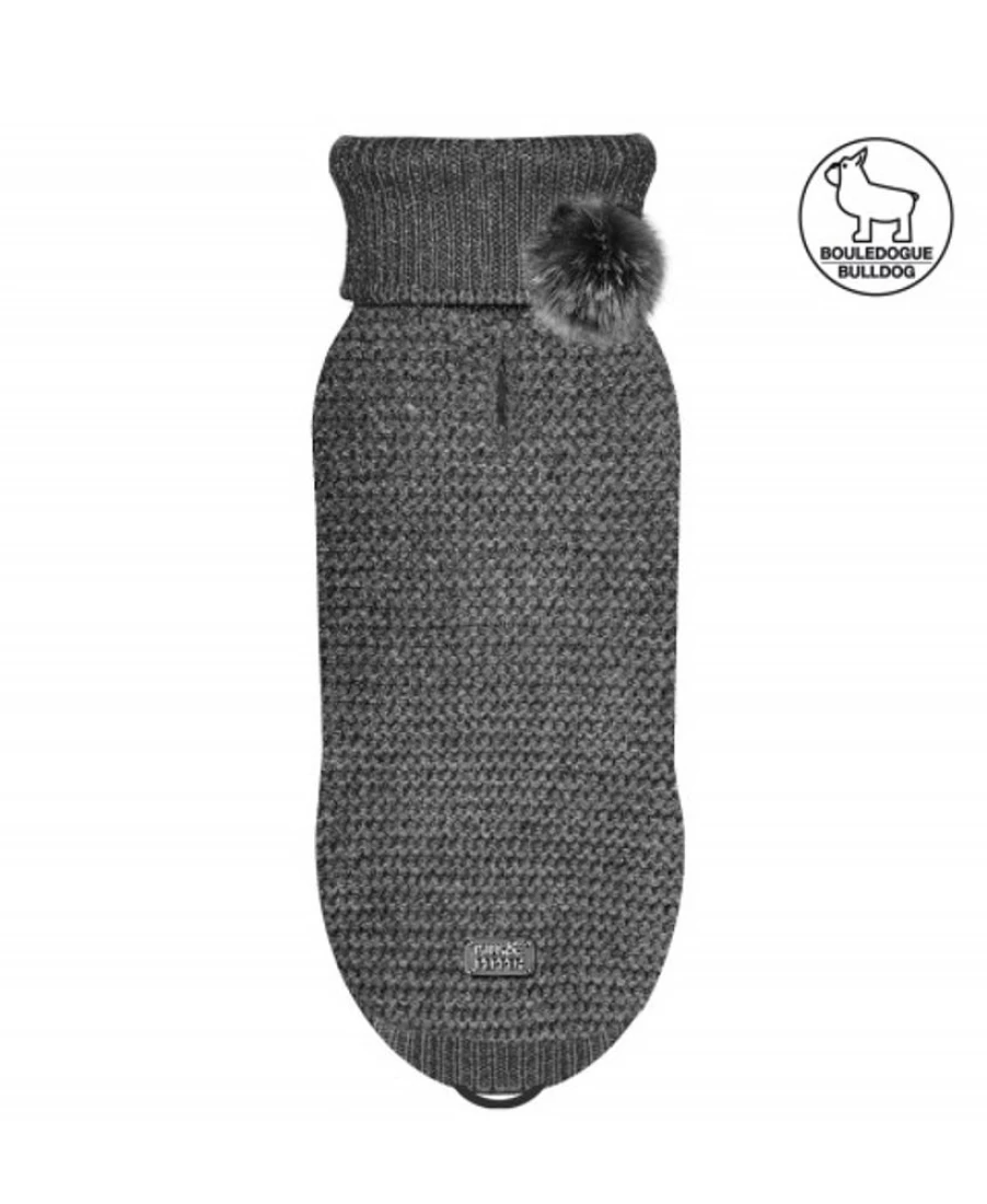 Milk and Pepper Grey Camille Bulldog Knit Sweater for Women