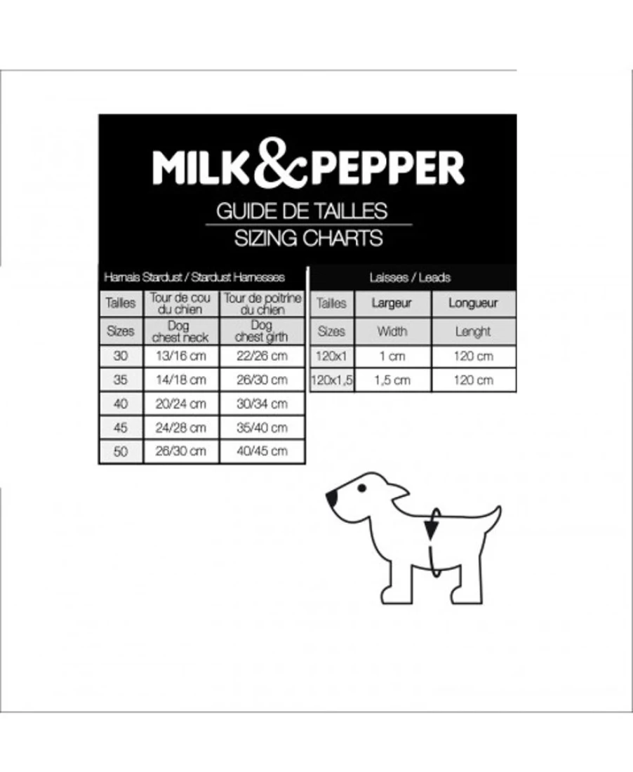 Milk and Pepper Stardust Harness - Adjustable Dog Harness for Small to Medium Breeds, Reflective Pet Safety Gear