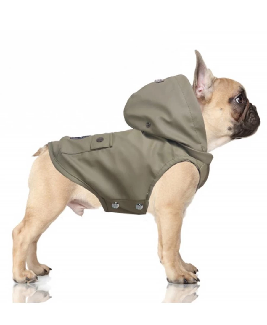 Milk and Pepper Bulldog Khaki Waterproof Raincoat for Men and Women