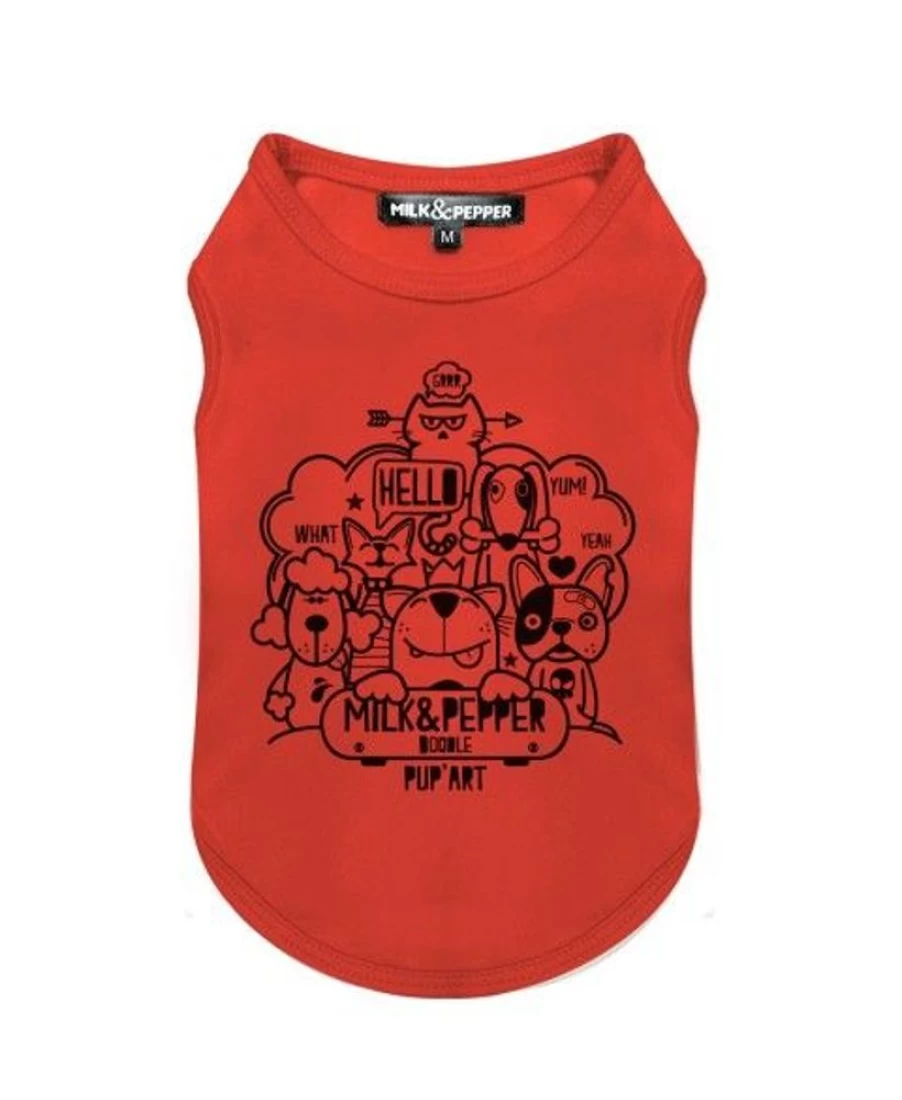 "Milk and Pepper Doodle Print Cotton T-Shirt for Men and Women - Trendy Graphic Tee"
