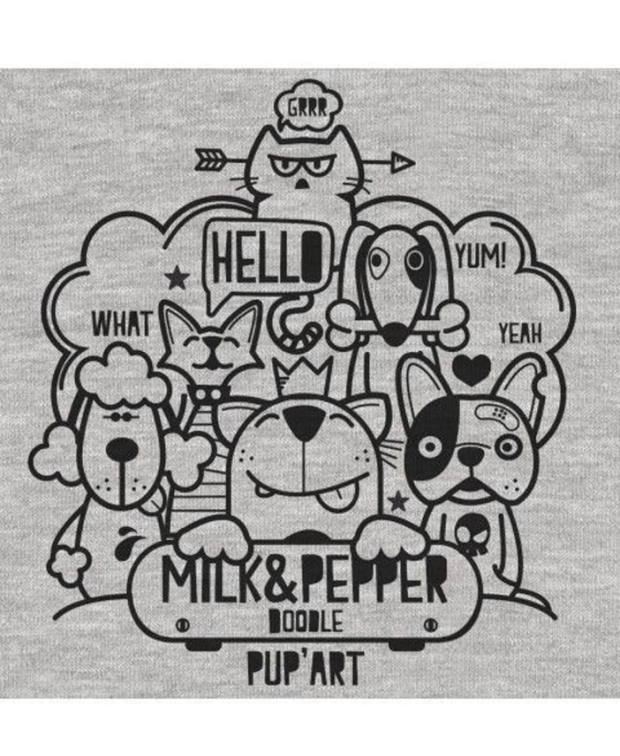 "Milk and Pepper Doodle Print Cotton T-Shirt for Men and Women"