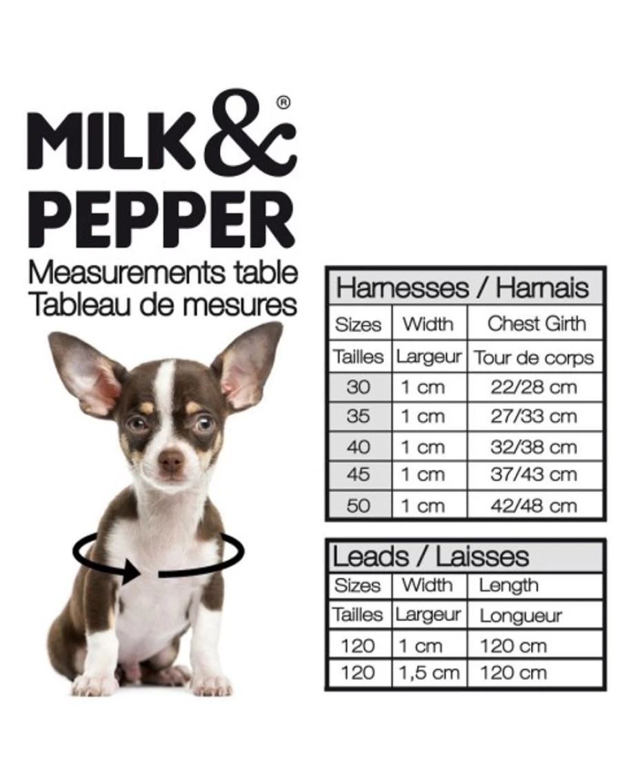 Milk and Pepper Naja Harness - Stylish and Adjustable Dog Harness for Secure Walks